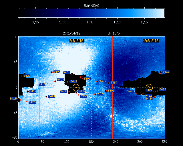 SWAN observations projected onto solar map