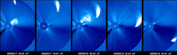 5-image composite showing Comet NEAT